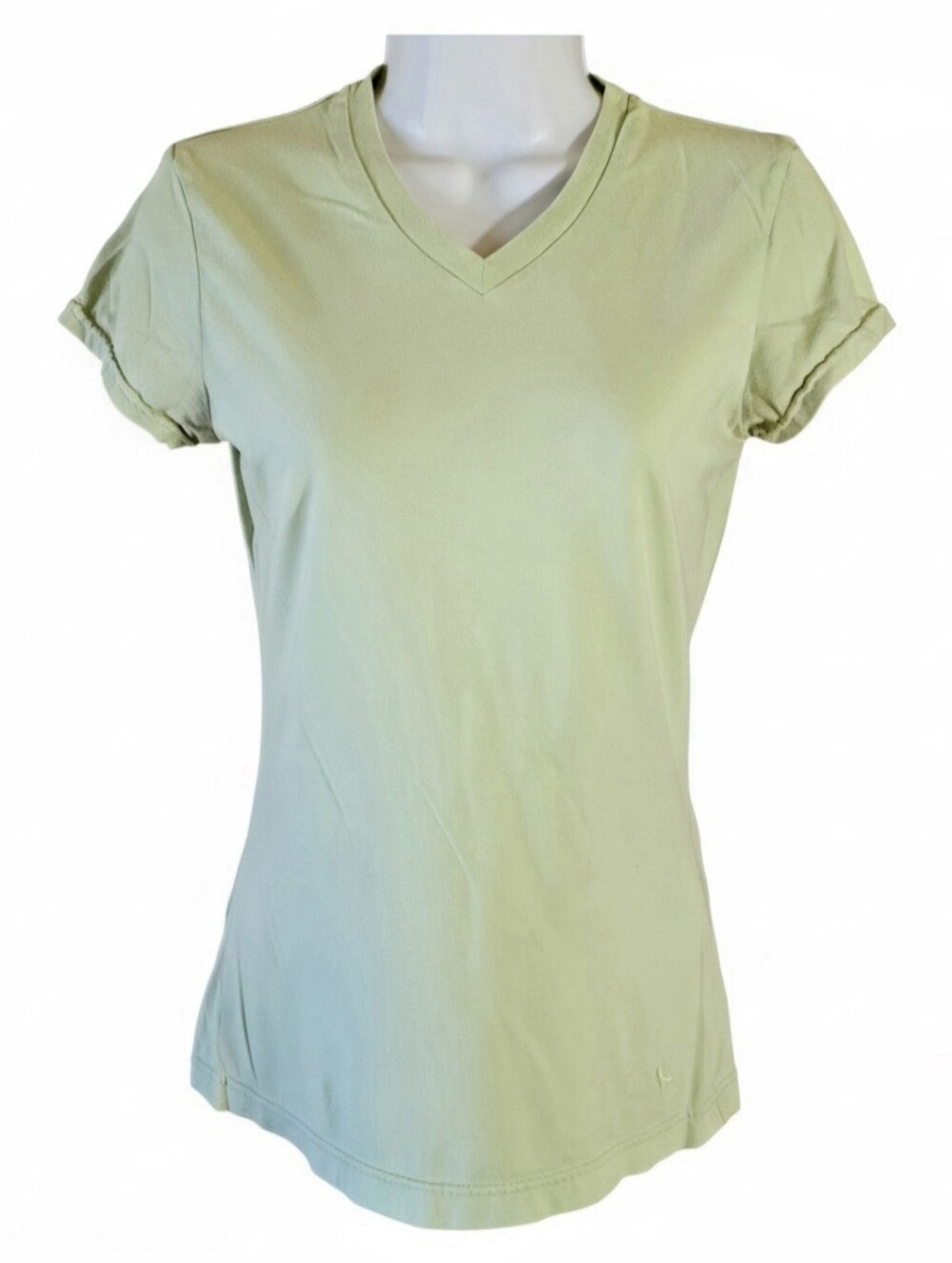 Danskin Now Green Seedling Active V-Neck Performance Tee Shirt XS 0-2
